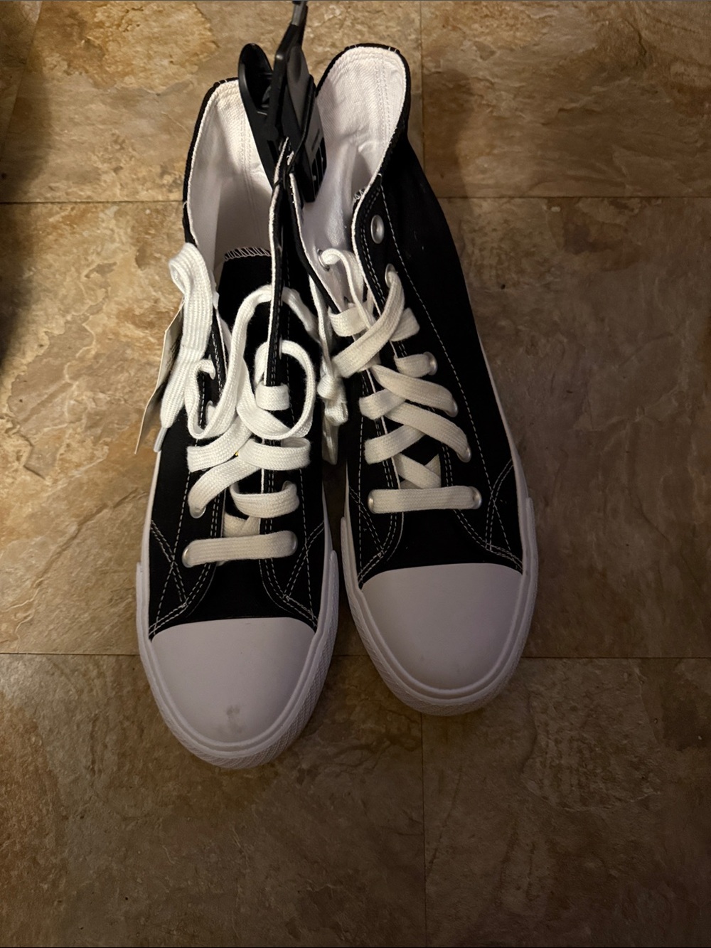 Classic Black High-Top Canvas Sneakers with White Accents